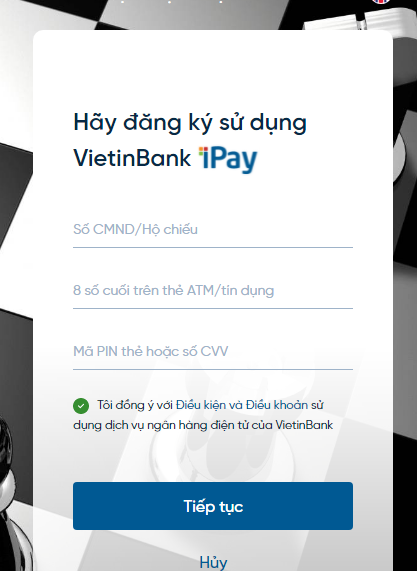 Đăng ký tài khoản internet banking trên Vietinbank iPay