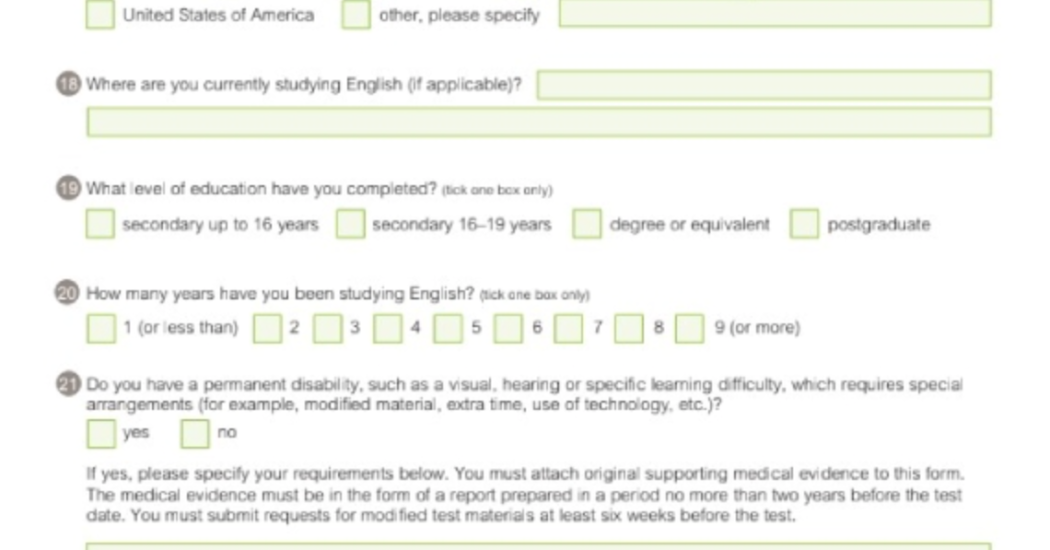 Hướng dẫn điền form và thi thử IELTS 4