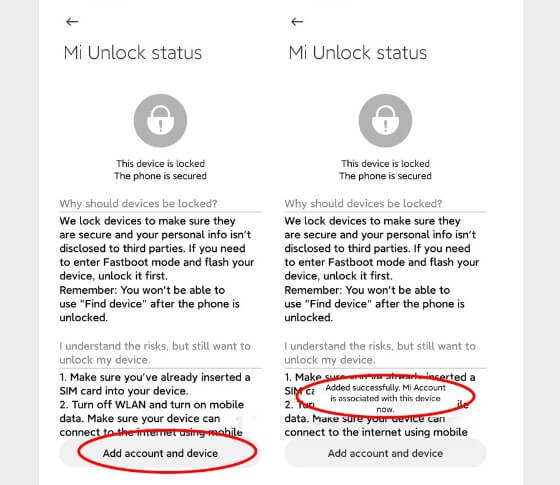 đăng ký Unlock Xiaomi