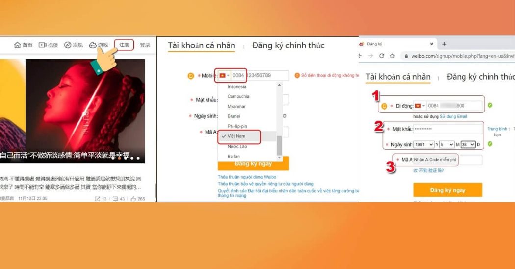 Cách đăng ký Weibo trên máy tính