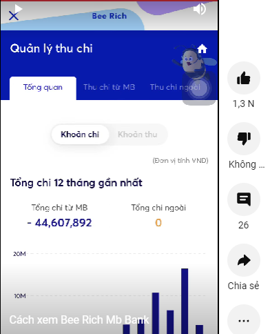 Cách xem quản lý thu chi online MB Bank trên điện thoại