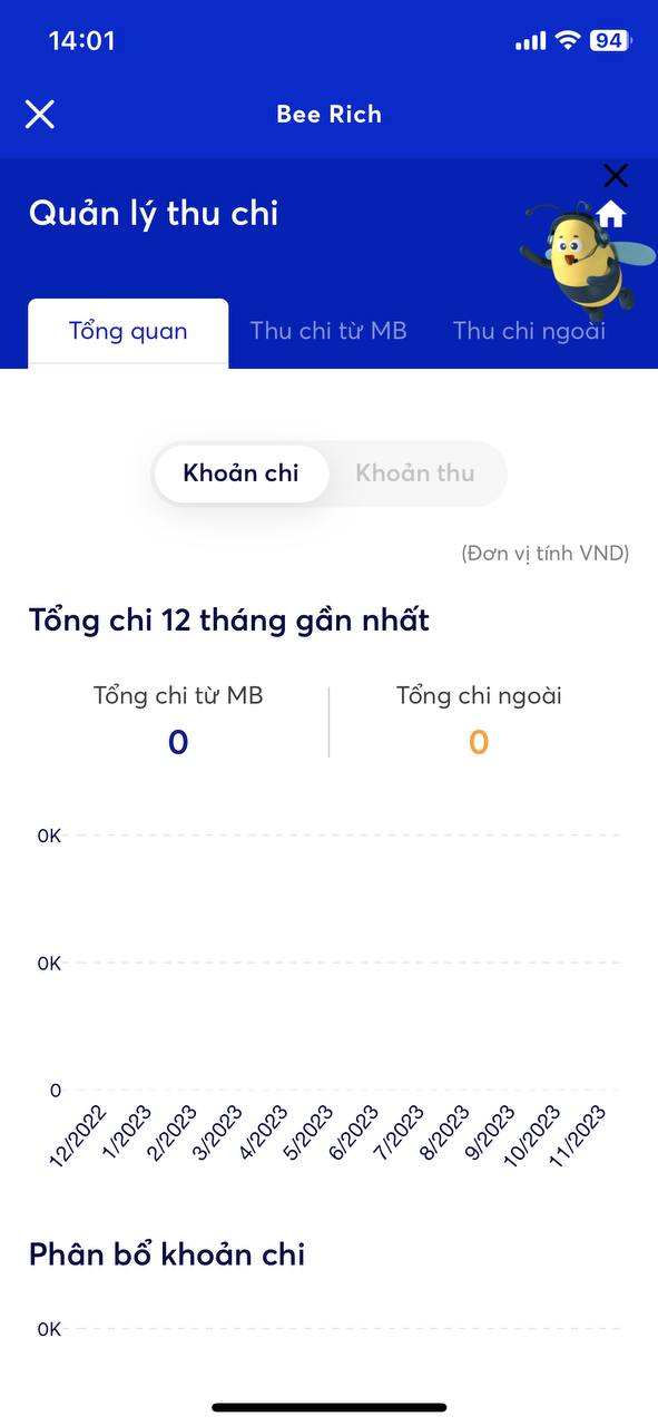 Cách xem lịch sử thu chi tổng 12 tháng MB Bank