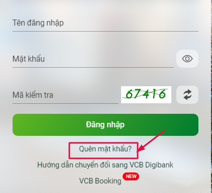 Mật khẩu mặc định VCB Digibank