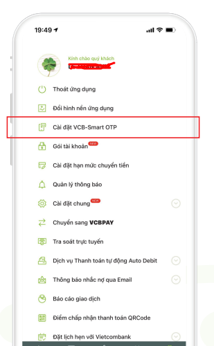 Kích hoạt Smart OTP VCB DIgibank